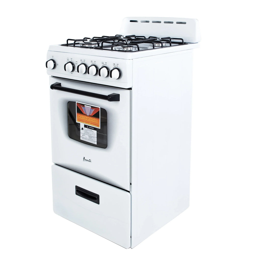 2026 NewAvanti 20" Compact Gas Range Oven, in White (GR2011CW)