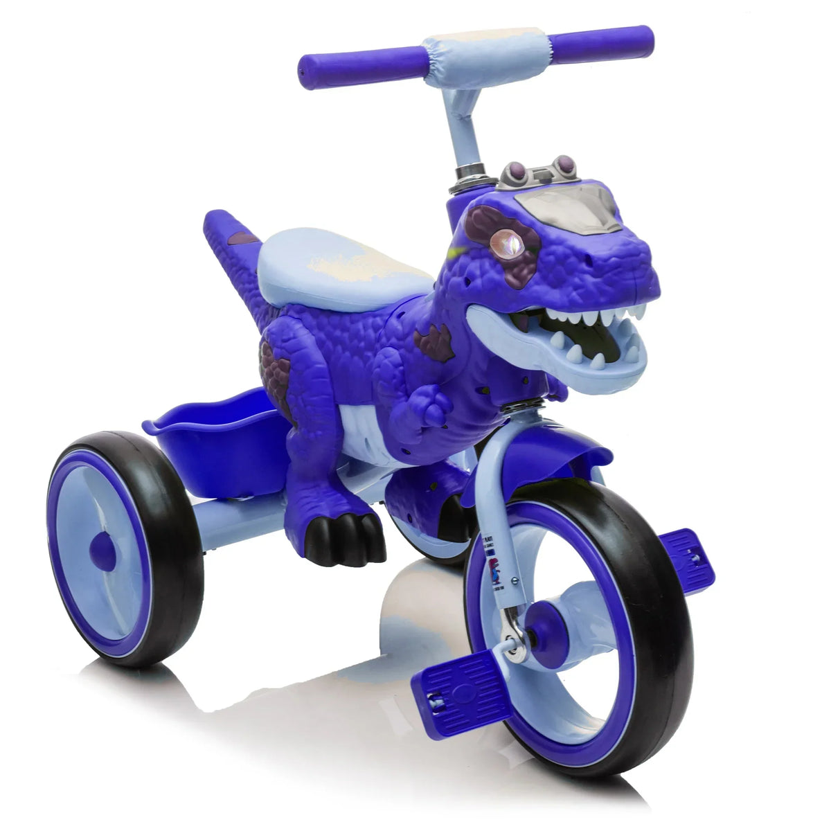 2026 NewXuanlur Kids Ride on Dinosaur Tricycle, Toddlers Kid Trike with Wide Flash Wheels, Anti-Slip Pedals, Rear Basket, Music & LED Lights, Toddler Bike Toys Gift for 3-6 Year Old Boys & Girls (Green)