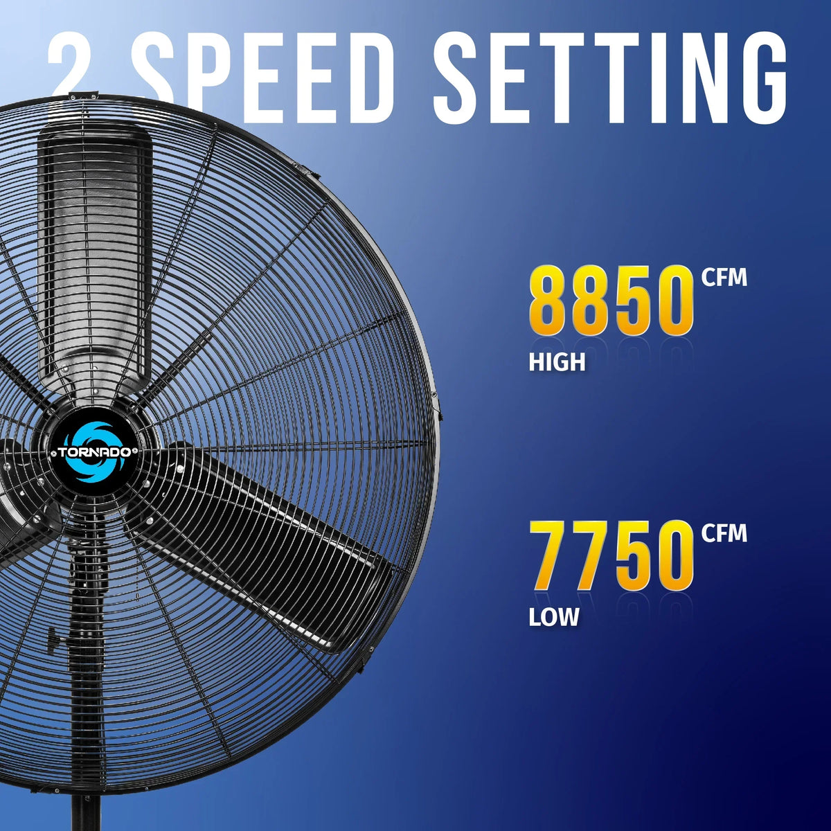 2026 NewTornado - 20 Inch High Velocity Metal Oscillating Pedestal Fan - Commercial, Industrial Use Water-Resistant