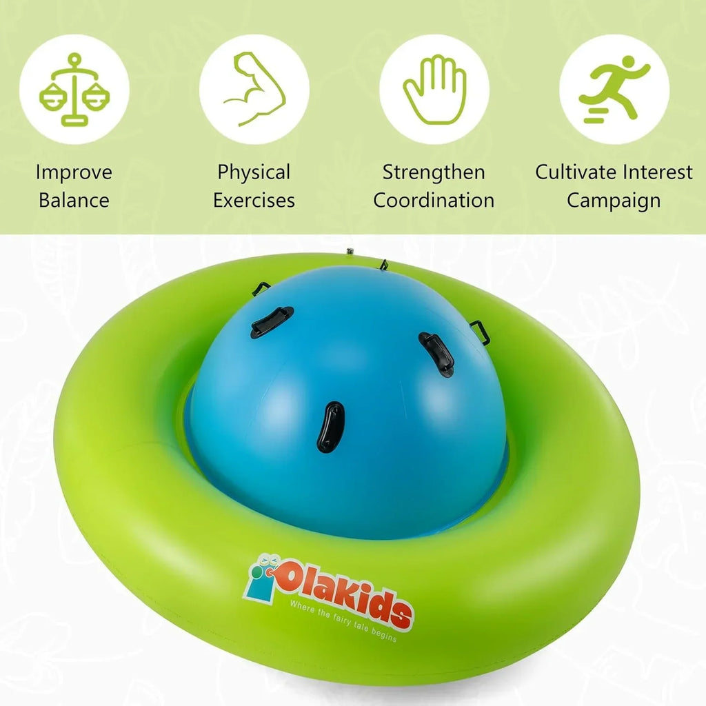2026 NewOLAKIDS 8FT Inflatable Dome Rocker Bouncer, Outdoor Kids Giant Roll and Play Seesaw Rocker with 6 Secure Handles, Max Weight 250 LBS, Toddlers Climbing Toy Backyard Play Center Equipment