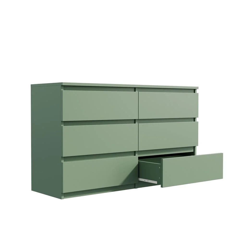 2026 NewKadyn Modern 6 Drawer Dresser Wood Cabinet,Dresser for Bedroom, Kitchen Storage Cabinet with Drawers, Chest of Drawers(Black)
