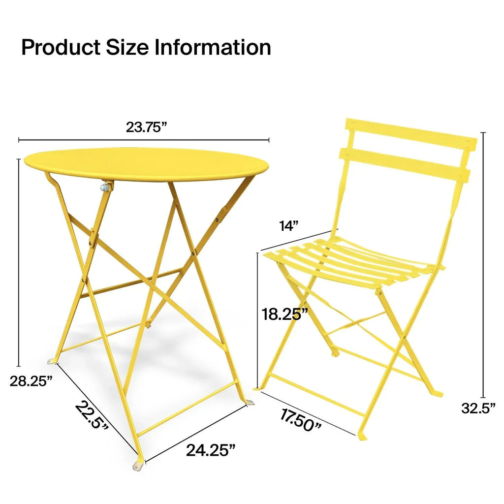 2026 NewAlin 3 Piece Relaxing Outdoor Furniture Set �?2 Handy Chairs With a Round Table - Yellow