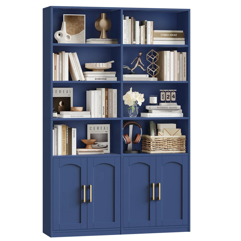 2026 NewHomfa 73" Tall Bookcases with Doors, 8 Cubes 6-Tier Double Row Bookshelf, White Bookcase for Living Room Home Office