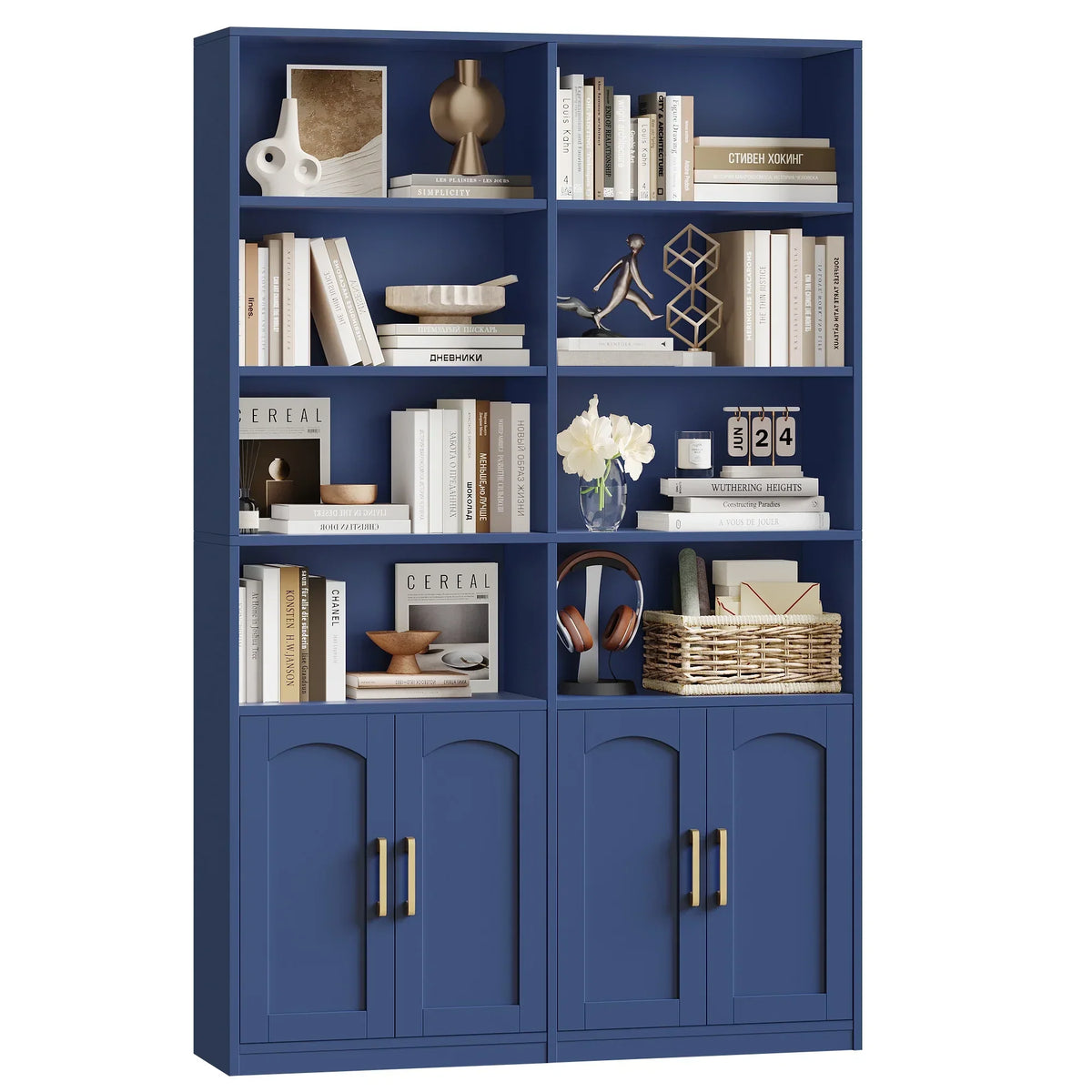 2026 NewHomfa 73" Tall Bookcases with Doors, 8 Cubes 6-Tier Double Row Bookshelf, White Bookcase for Living Room Home Office