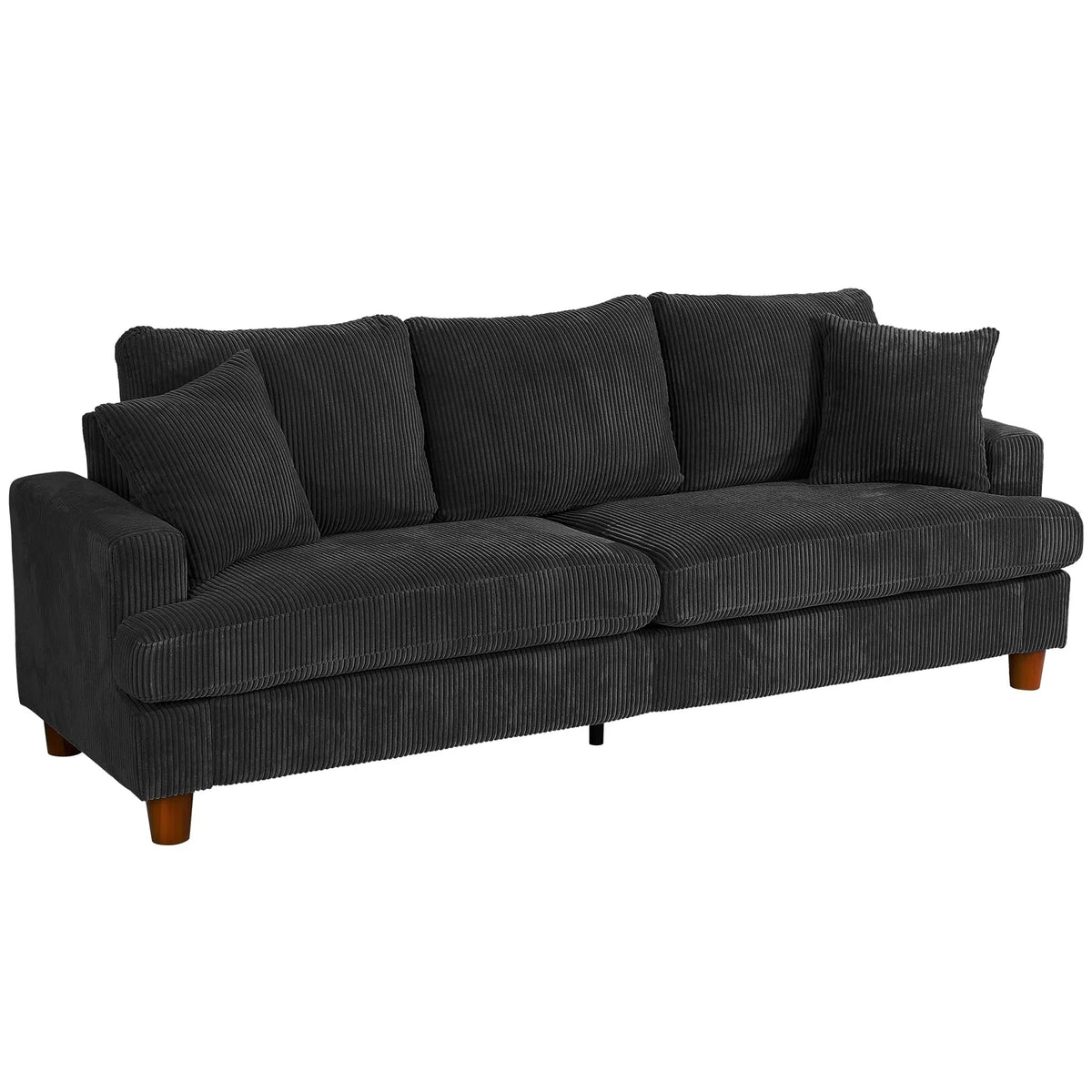 2026 New87" Corduroy Sofa,3 Seater Sofa with Extra Deep Seats,Neche Comfy Upholstered Couch for Living Room,2 Pillows,Green