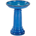 2026 NewSmart Solar 207104-BT Aviatra Ceramic Traditional Garden Bird Bath, Bright Blue
