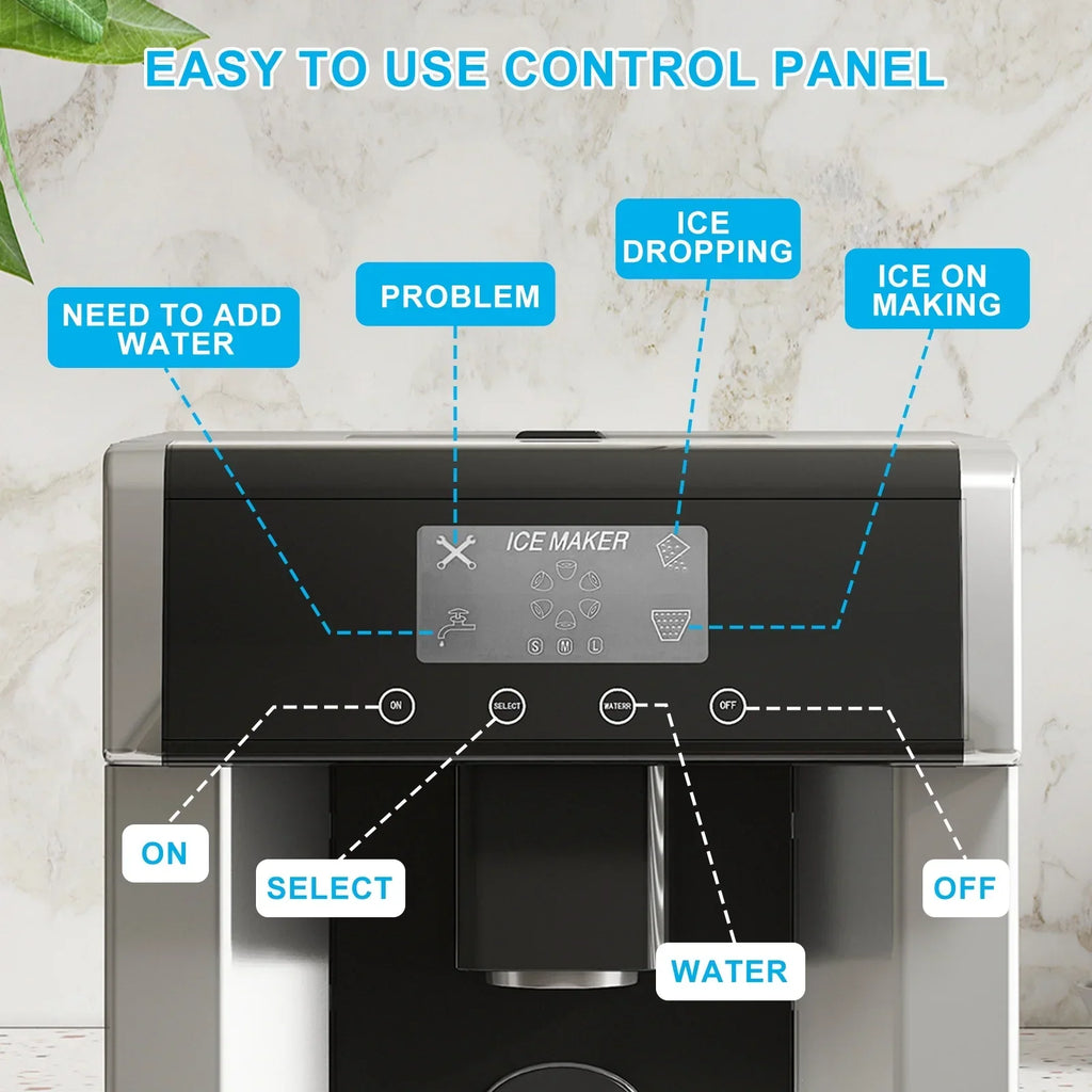 2026 NewTABU 40Lbs/24H Countertop Ice Maker Machine,3 in 1 Ice Maker with Water Dispenser,Crushed Ice,Black