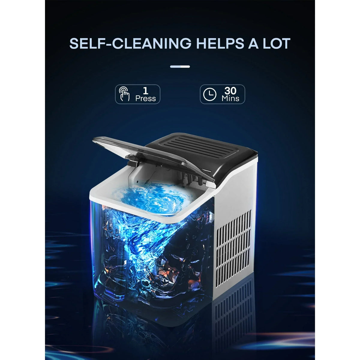 2026 NewStainless Steel Ice Makers Countertop 30lbs in 24h, 9 Bullet Cubes in 5 Mins, 2 Sizes, Self-Clean, FOHERE