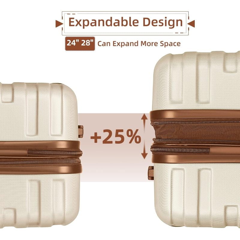 2026 NewLuggage Sets 6 Piece with Duffel Bags, Hardside Expandable Suitcases with Spinner Wheels TSA Lock, Cream
