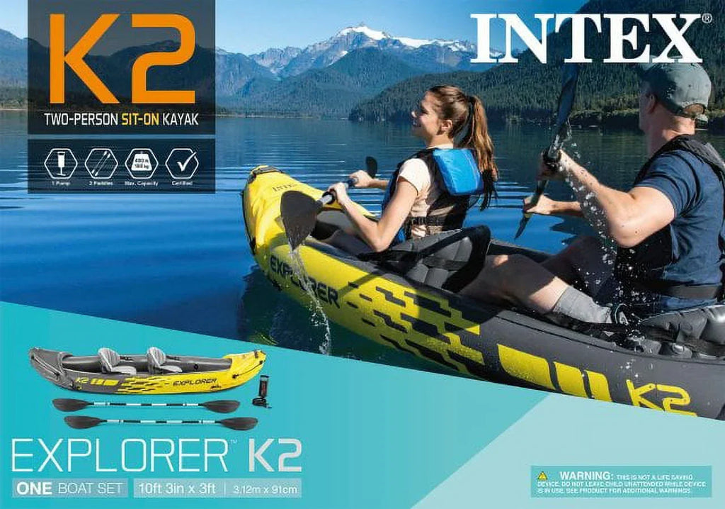 2026 NewIntex Explorer K2 Inflatable Kayak with Oars and Hand Pump