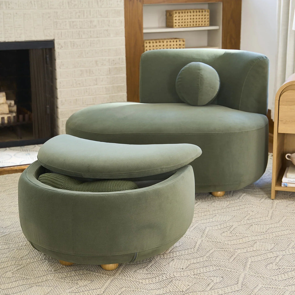 2026 NewBetter Homes & Gardens Juliet Modern Boucle Chaise & Storage Ottoman, Pearl