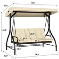 2026 NewArlopu 3 Person Porch Swing Outdoor Converting Canopy Swing Glider with Canopy
