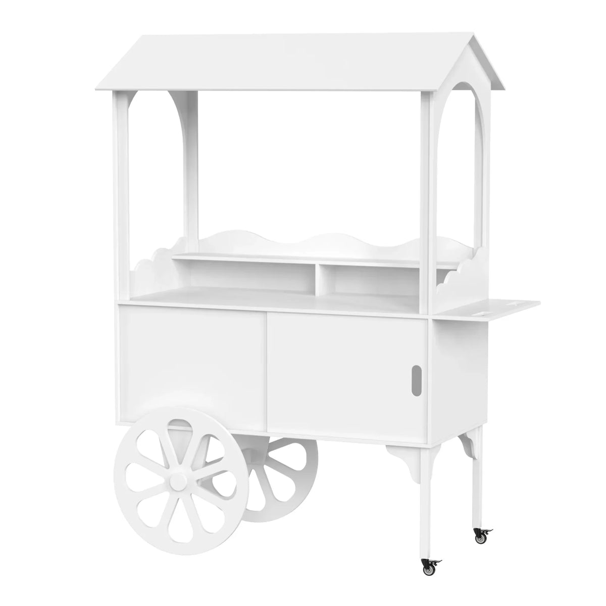 2026 NewCandy Cart with Wheels for Party，Wood Dessert Cart with Storage Cabinet
