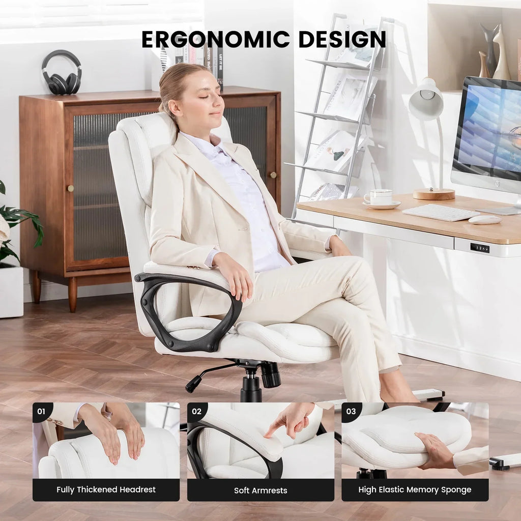 2026 NewMainstays Executive Ergonomic High Back Leather Home Office Desk Chair, Black