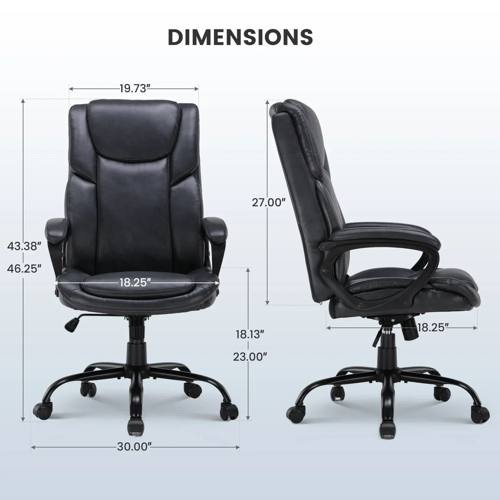 2026 NewMainstays Executive Ergonomic High Back Leather Home Office Desk Chair, Black