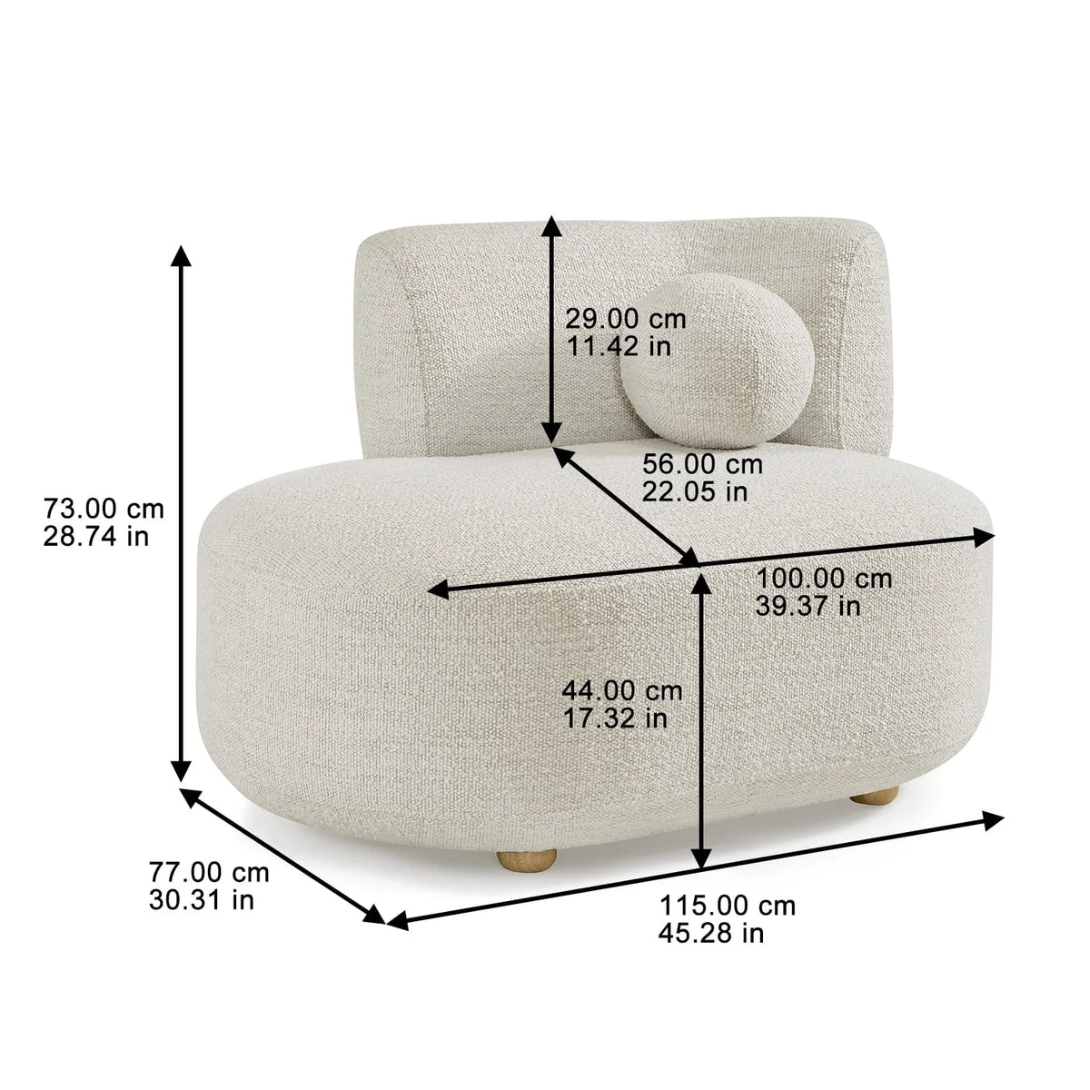 2026 NewBetter Homes & Gardens Juliet Modern Boucle Chaise & Storage Ottoman, Pearl