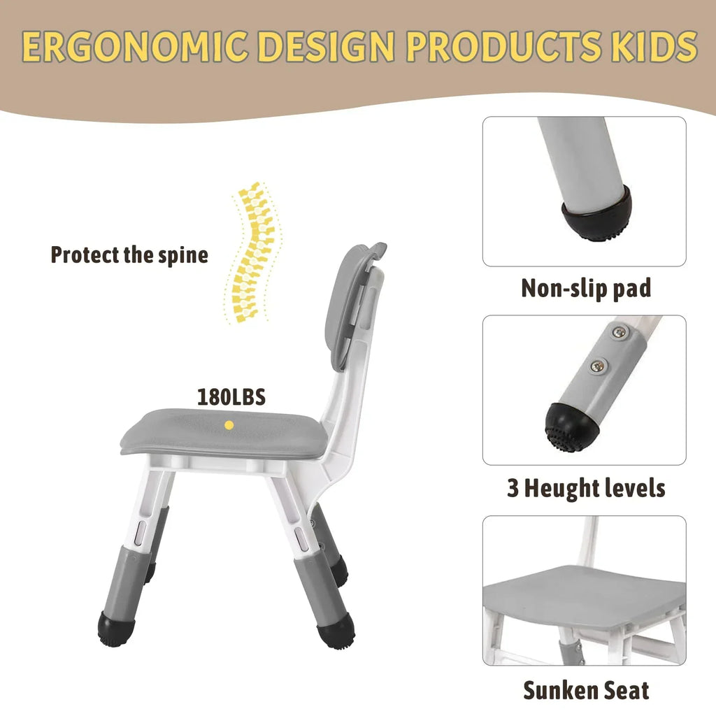2026 NewTROPOW Kids Table and Chairs,Height Adjustable Toddler Table and 6 Chair,Multi-Activity Table with Graffiti Desktop Non-Slip Legs for Ages 2-10,Children Activity Table for Daycare,Classroom,Blue