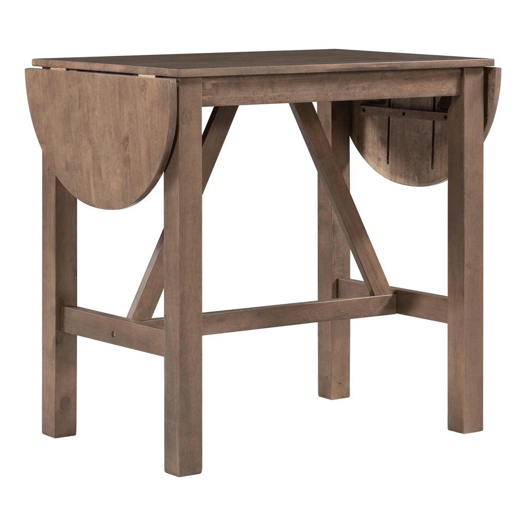 2026 NewHarper & Bright Designs 3 Piece Wood Folding Dining Table Set Drop Leaf Table with 2 Padded Counter Height Dining Chairs for Small Place, Brown
