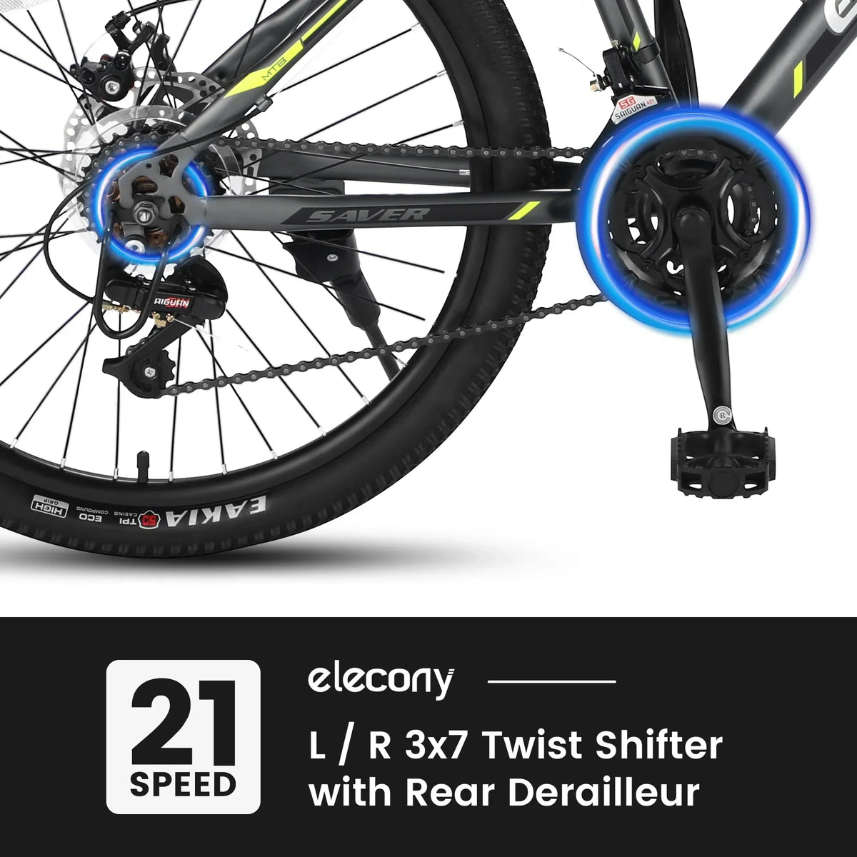 2026 NewClearance! Saver100 24 Inch Mountain Bike Boys Girls, Steel Frame, Shimano 21 Speed Mountain Bicycle with Daul Disc Brakes and Front Suspension MTB