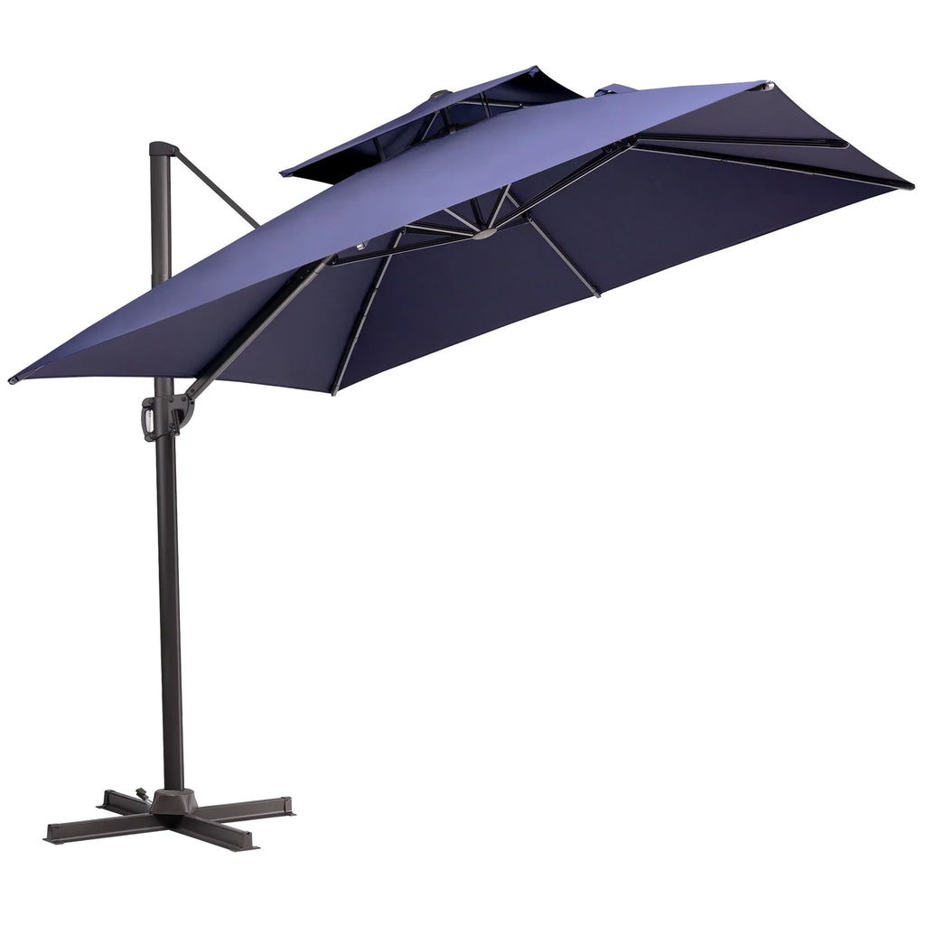 2026 NewPellebant 10 ft. x 10 ft. Square Double Top Patio Cantilever Umbrella, Navy Blue
