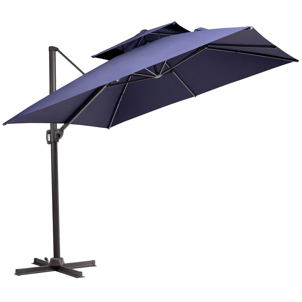 2026 NewPellebant 10 ft. x 10 ft. Square Double Top Patio Cantilever Umbrella, Navy Blue