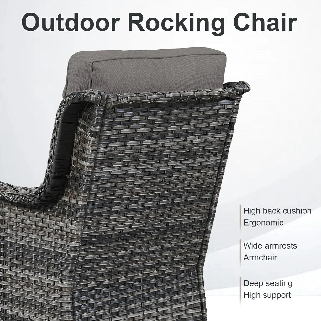 2026 NewPOCASSY Patio Swivel Chairs, Outdoor Wicker Swivel Glider Rocking Chairs with High Back and Thick Cushions for Porch Deck - Set of 2, Beige