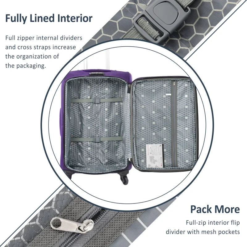 2026 NewSoftside Luggage Expandable 3 Piece Set Suitcase Upright Spinner Softshell Lightweight Luggage Travel Set