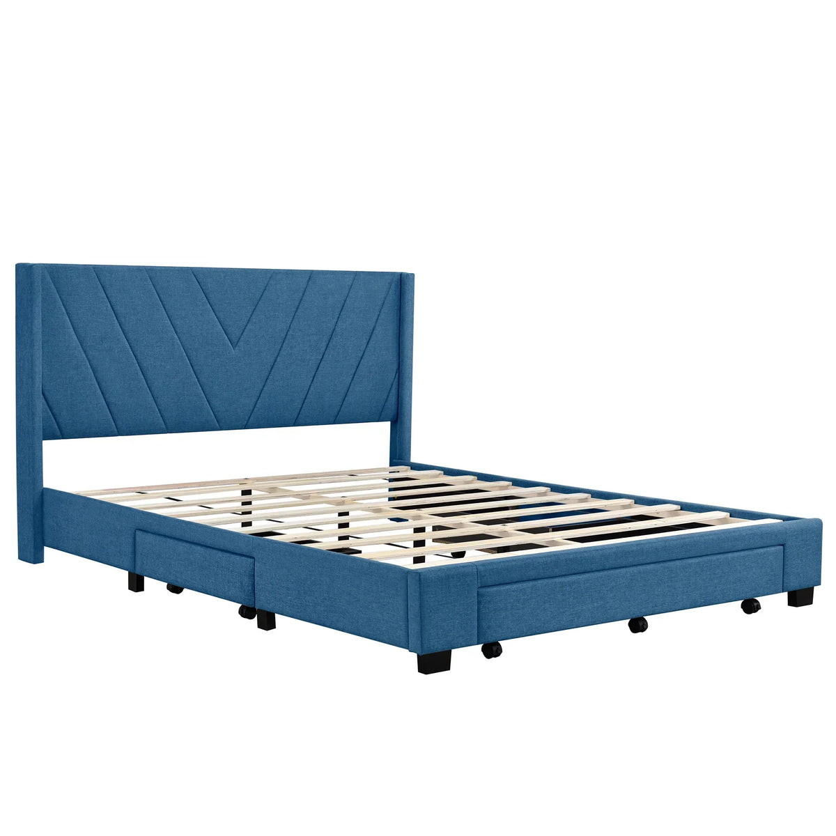 2026 NewSesslife Queen Bed Frame with Storage, New Upgraded Linen Upholstered Platform Bed with 3 Drawers, Queen Size Storage Bed with Headboard and Wooden Slats, No Box Spring Needed, Holds 500lbs, Beige