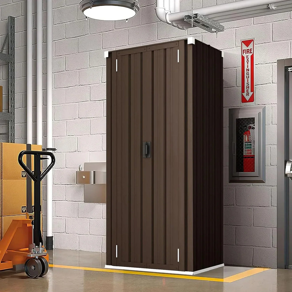 2026 NewAECOJOY Outdoor Storage Cabinet for Garden & Patio, a Metal Organizer with Doors and Shelves in Gray
