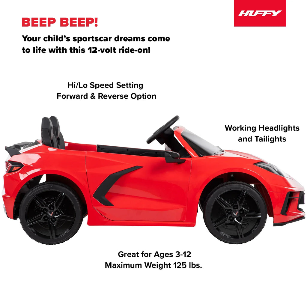 2026 New12V Huffy Corvette Stingray, Battery Powered Ride-On Car, Children Ages 3+, Sounds