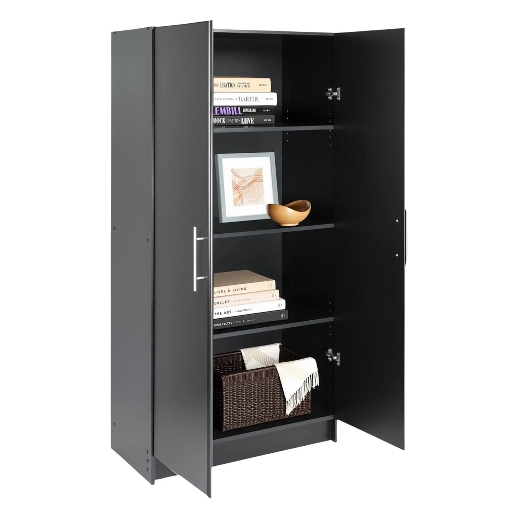 2026 NewPrepac Adjustable Shelves Cabinet - Functional Tall Garage Table, 16"D x 32"W x 65"H Freestanding Garage Cabinet with 2-Doors, Espresso - EES-3264