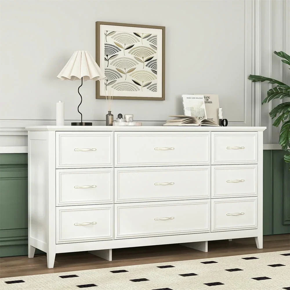 2026 NewKadyn Modern 6 Drawer Dresser Wood Cabinet,Dresser for Bedroom, Kitchen Storage Cabinet with Drawers, Chest of Drawers(Black)