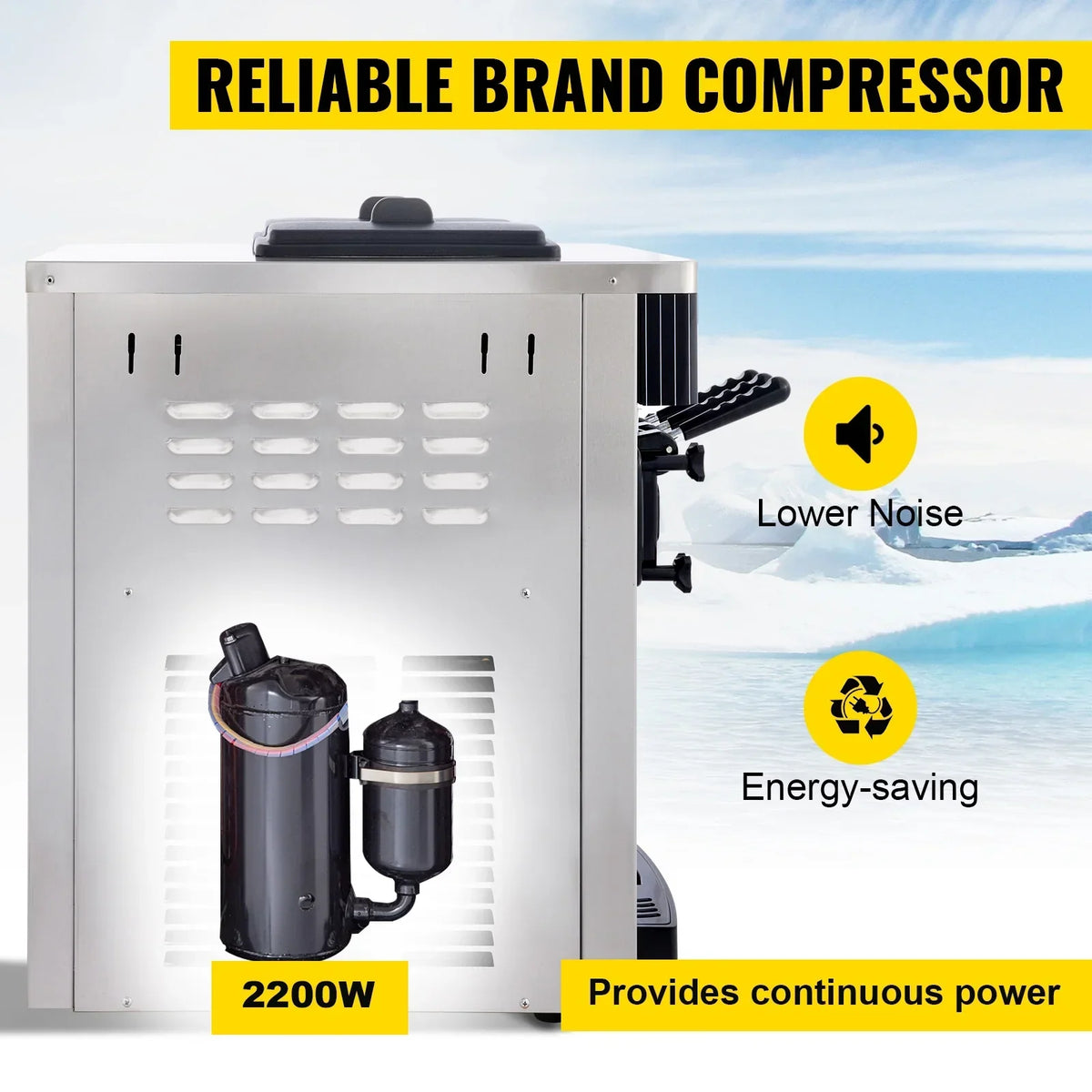 2026 NewSIHAO 1200W Commercial Ice Cream Machine Countertop 18L/H Soft Serve Ice Cream Maker with LED Display