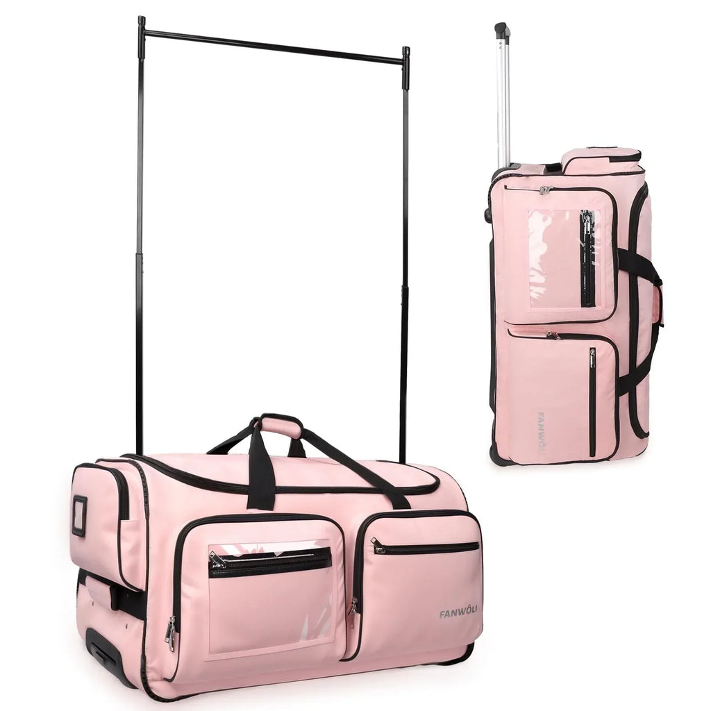 2026 NewFegat Dance Bag with Garment Rack - 28"Collapsible Rolling Competition Dance Duffle Bag Lightweight Costume Wheeled Suitcase for Dancers Shows Livestreamer Athletes