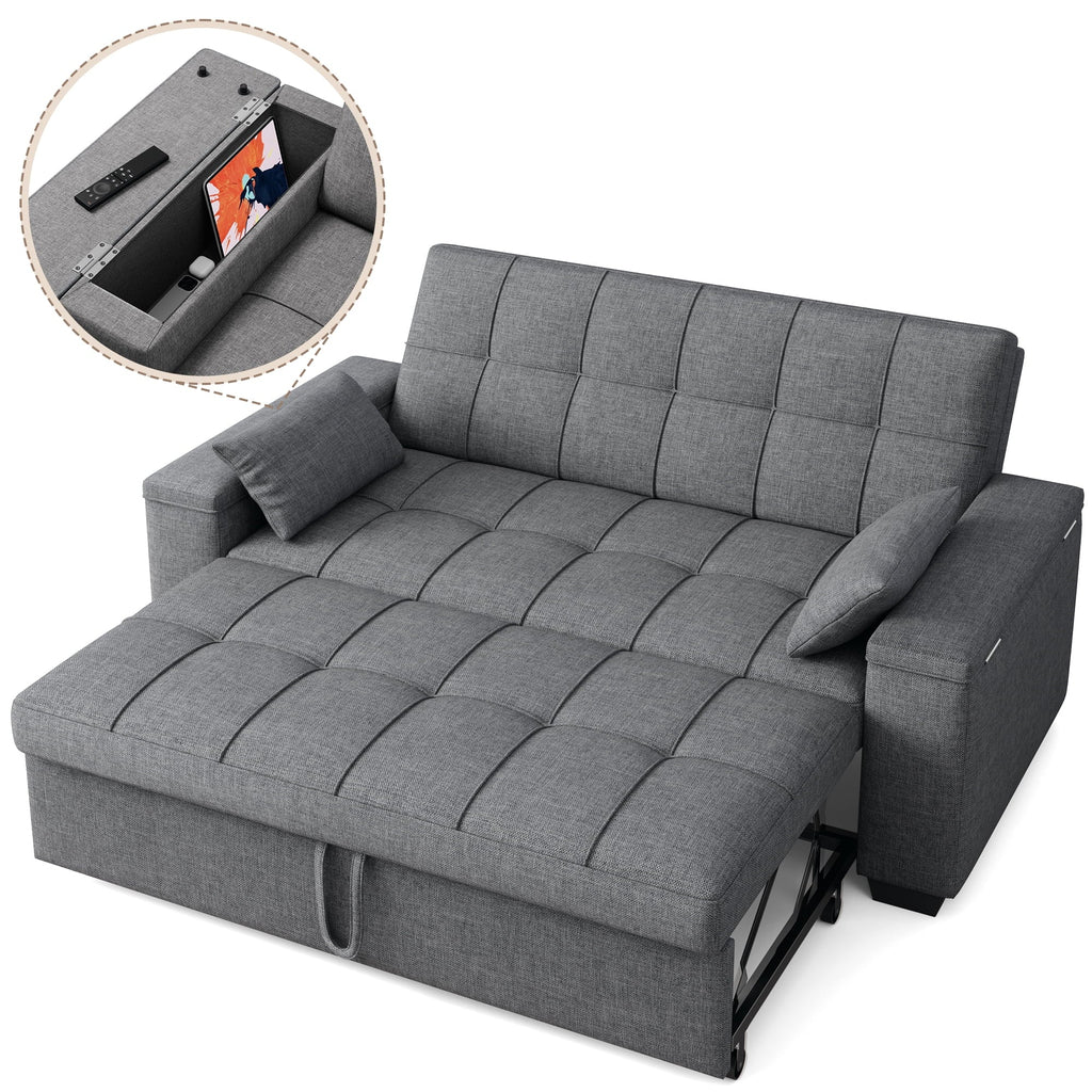 2026 NewSofa Bed, Lofka 3-in-1 Convertible Sleeper Sofa with Storage, Adjustable Backrest & Pull Out Function - Sleeper Chair for Small Space, Apartment, Dark Grey