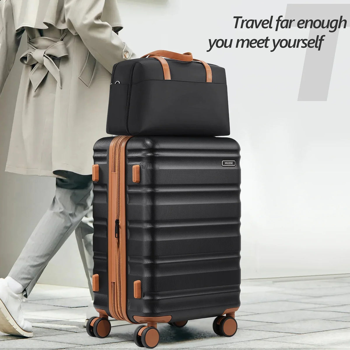 2026 NewMIUSSE Luggage Sets 3 Piece, 20 Inch Carry On Luggage with Wheels, 100% PC Hardshell Suitcase with TSA Lock, Carry On Suitcases Airline Approved With Travel Backpack for Men Women