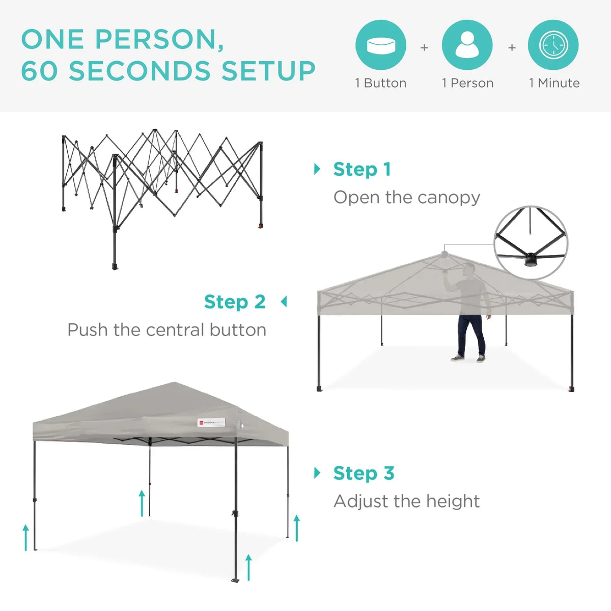 2026 NewBest Choice Products 12x12ft Easy Setup Pop Up Canopy w/ 1-Button Setup, Wheeled Case, 4 Weight Bags - Navy Blue