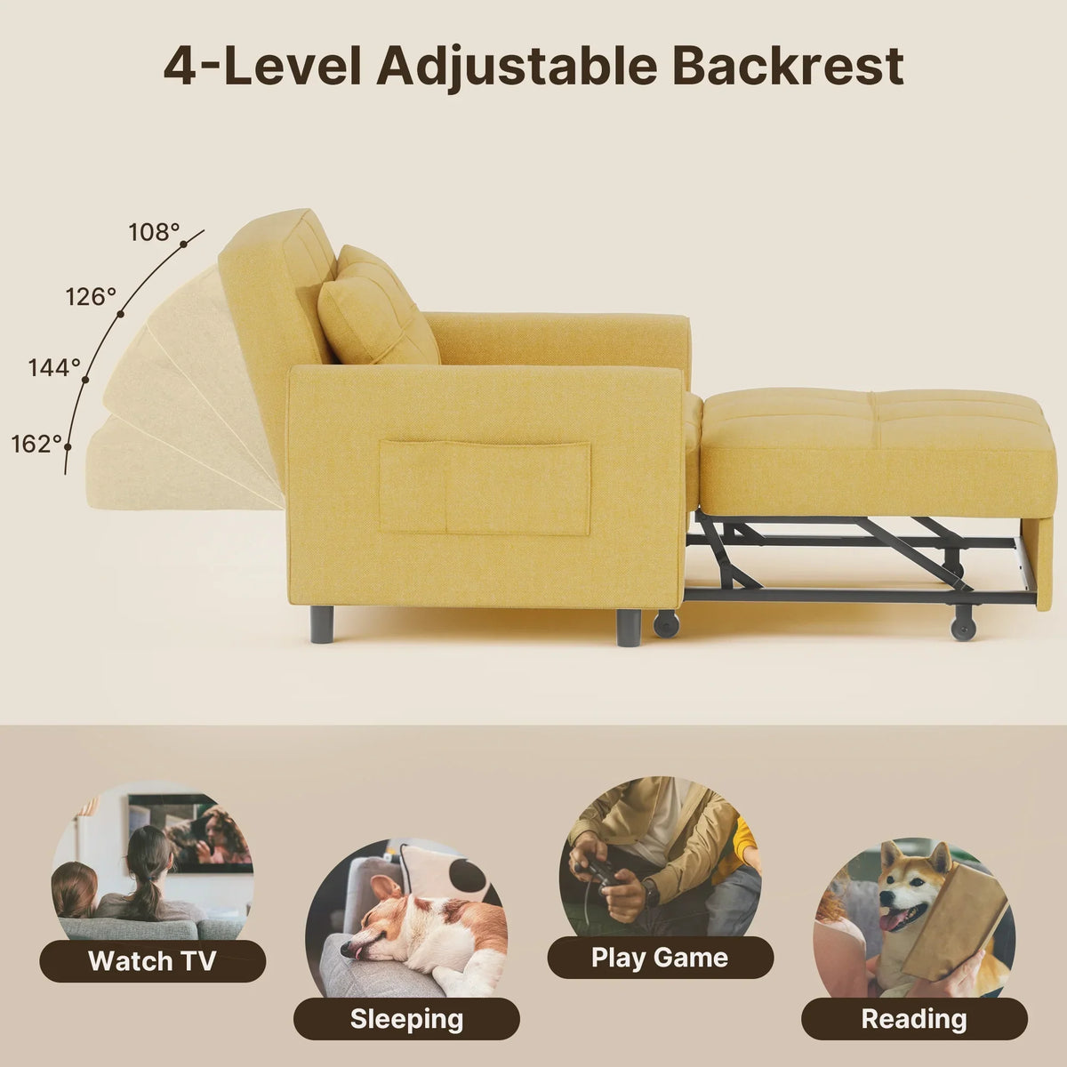 2026 NewSofa Bed, Lofka 3-in-1 Convertible Sleeper Sofa with Storage, Adjustable Backrest & Pull Out Function - Sleeper Chair for Small Space, Apartment, Dark Grey