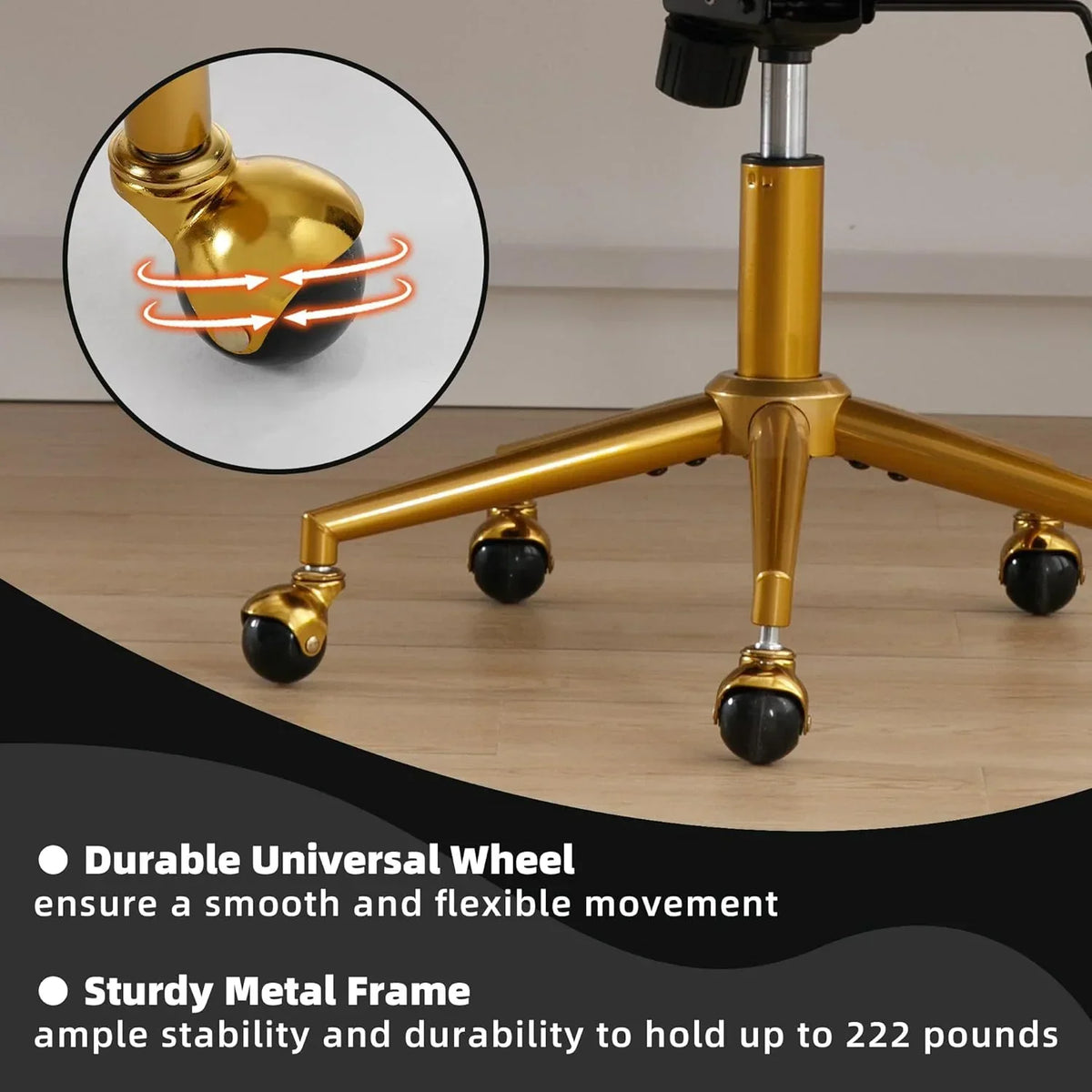 2026 NewWestice Home Office Desk Chairs, Velvet Task Chair, Height Adjustable Swivel Vanity Chair with Golden Base for Vanity Study, Living Room Computer Room, Beige