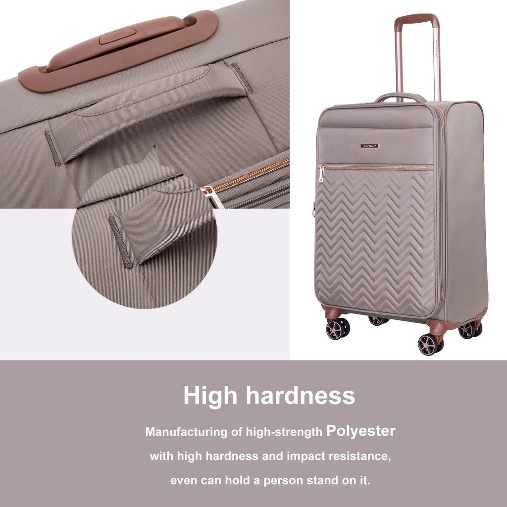 2026 NewTravelhouse 4 Piece Luggage Set Softside Expandable Lightweight Suitcase with Double Spinner Wheels.(Black)