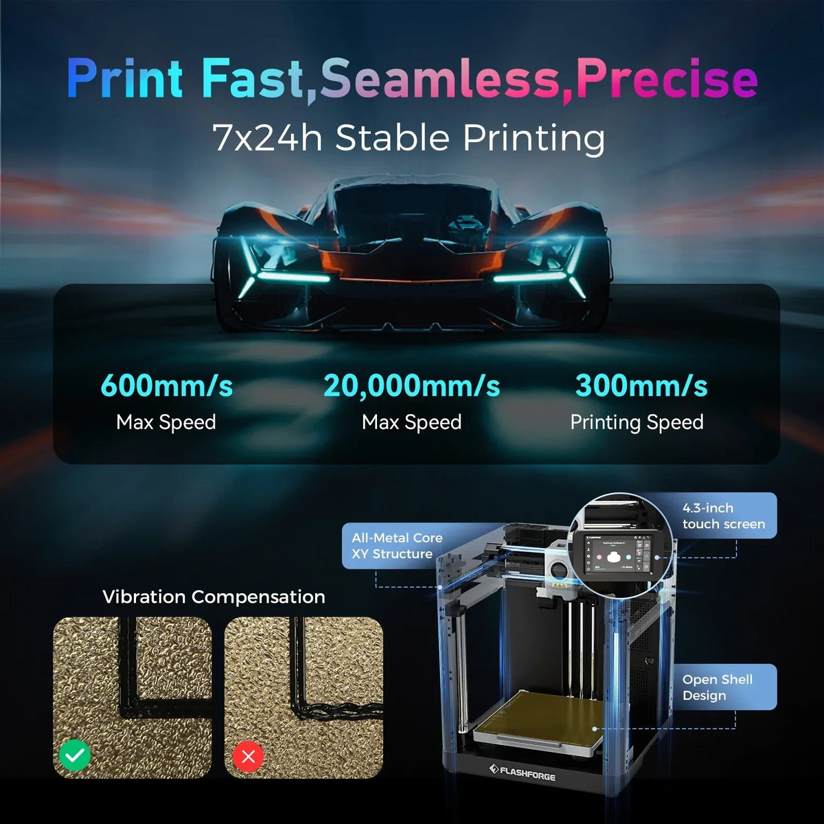 2026 NewFlashforge 3D Printer Adventurer 5M, 3D Printers for Beginners Home DIY, High Speed Print Size 8.7 x 8.7 x 8.7in, Black