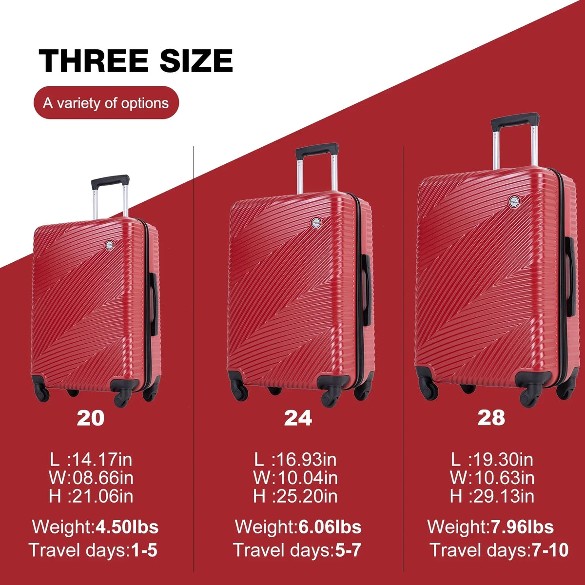 2026 NewTripcomp Luggage 3 Piece Set,Suitcase with Spinner Wheels Hardside Lightweight Luggage 20in24in28in.(Blue)