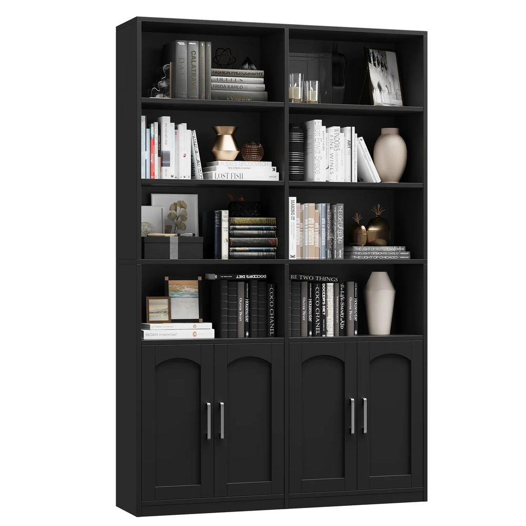 2026 NewHomfa 73" Tall Bookcases with Doors, 8 Cubes 6-Tier Double Row Bookshelf, White Bookcase for Living Room Home Office