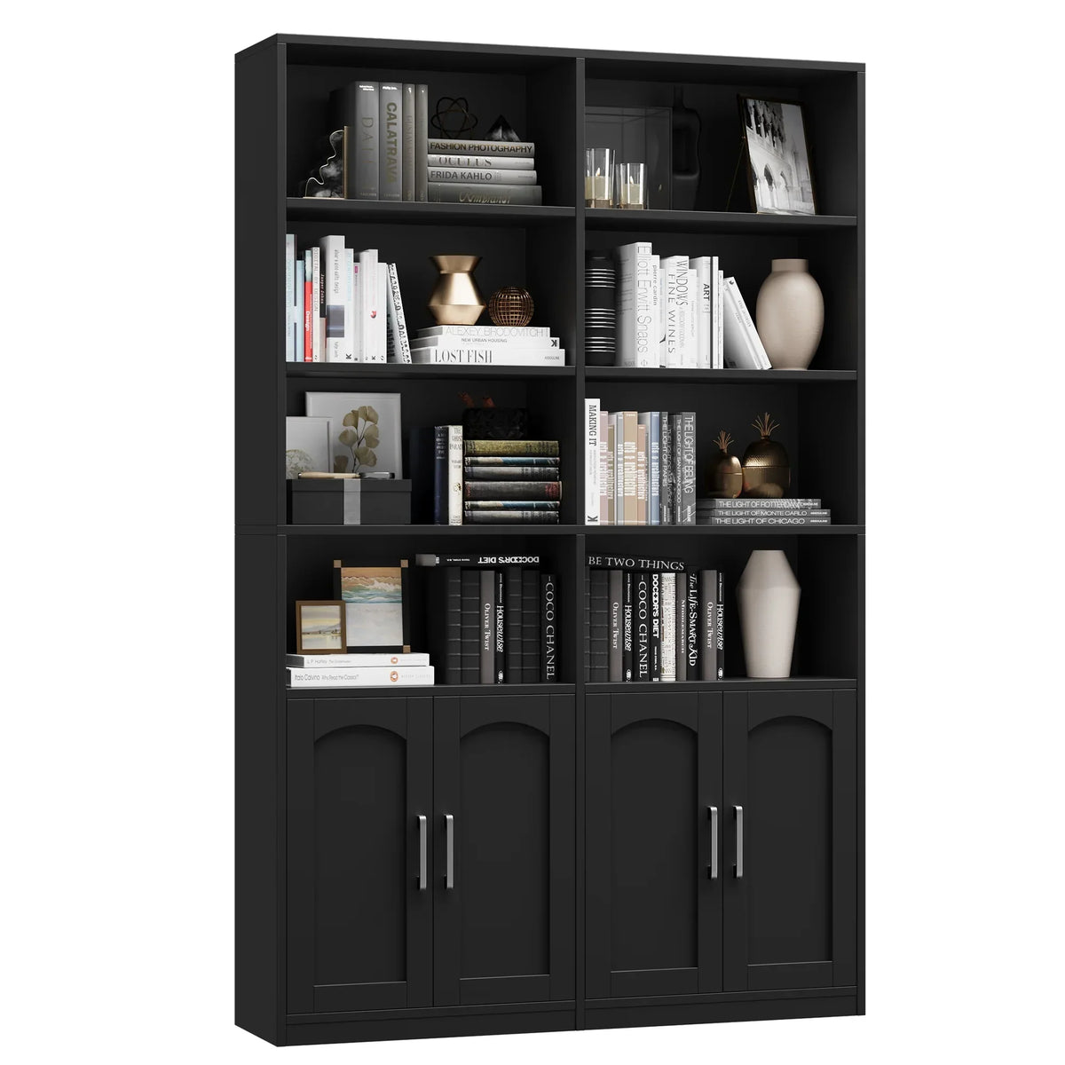 2026 NewHomfa 73" Tall Bookcases with Doors, 8 Cubes 6-Tier Double Row Bookshelf, White Bookcase for Living Room Home Office