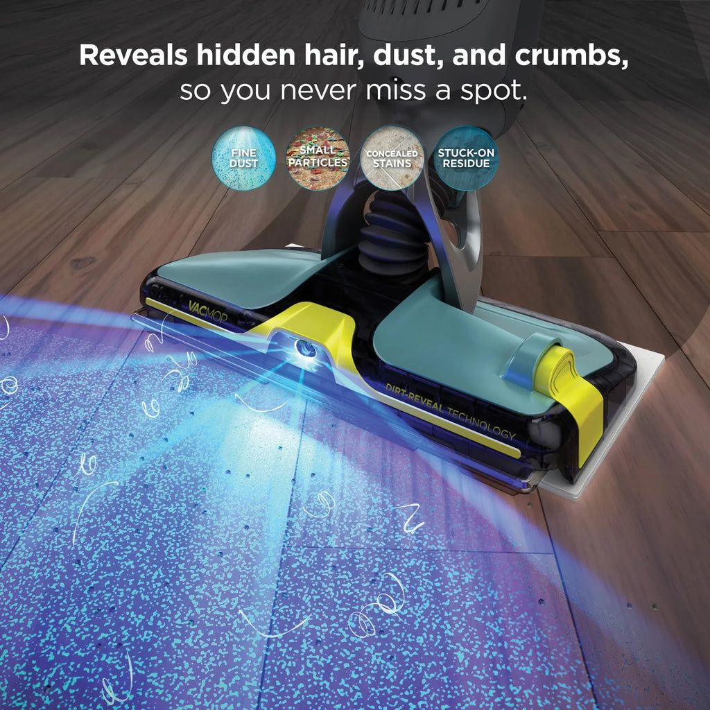 2026 NewShark VACMOP Reveal Cordless Hard Floor Cleaner, Vacuum and Spray Mop, 4 Disposable Pads, 12oz Pet Multi-surface Cleaning Solution, VM401