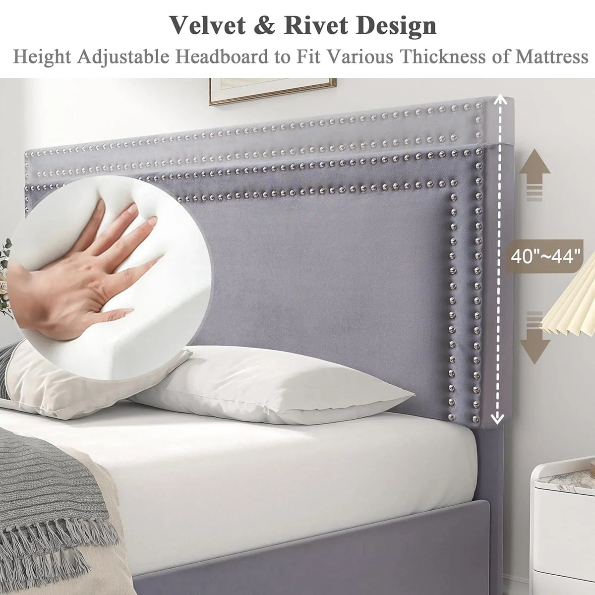 2026 NewVECELO Full Bed Frame with 4 Storage Drawers (Wheeled) and Tufted Upholstered Adjustable Headboard Platform Bed, Beige