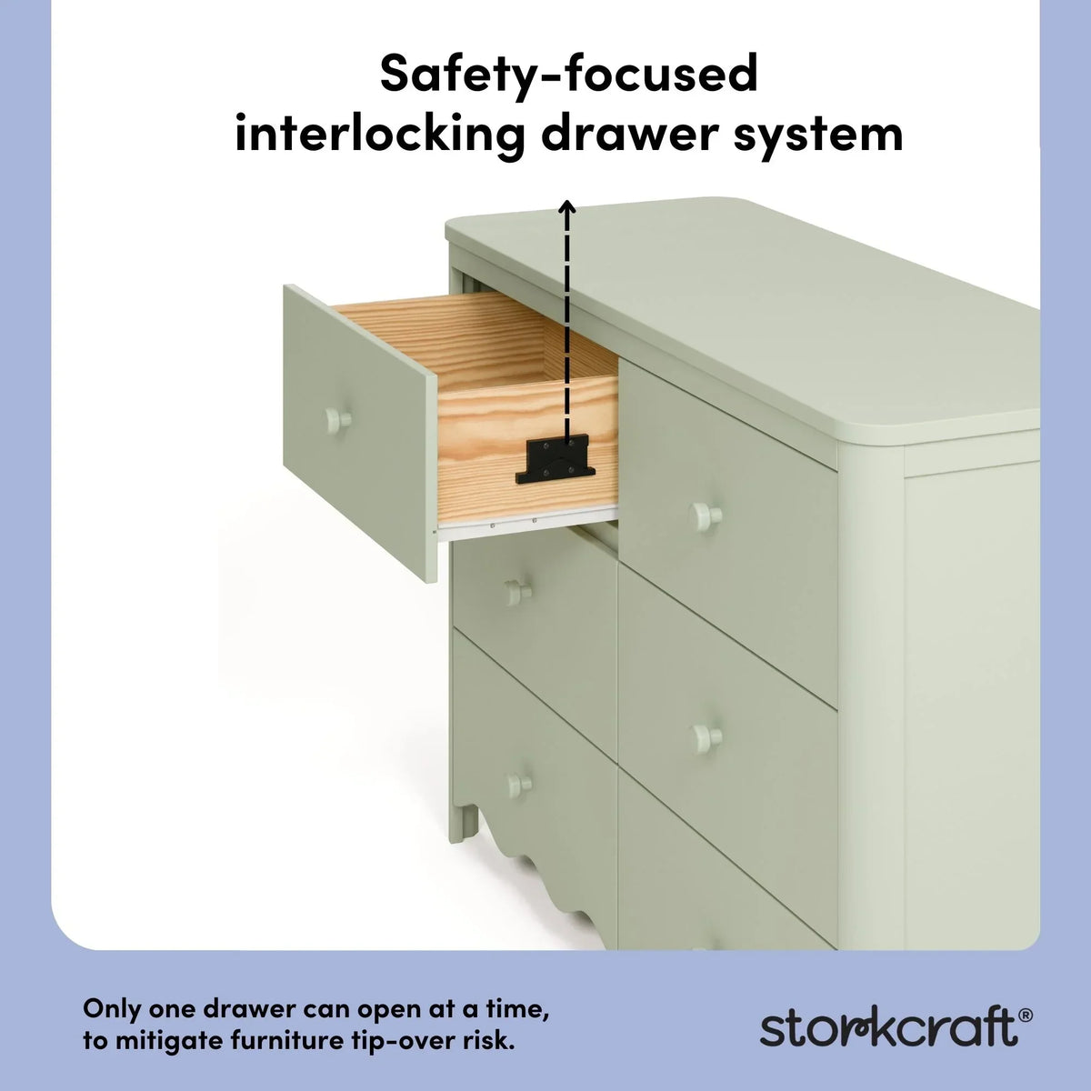 2026 NewStorkcraft Casablanca 6 Drawer Nursery Dresser, Sage