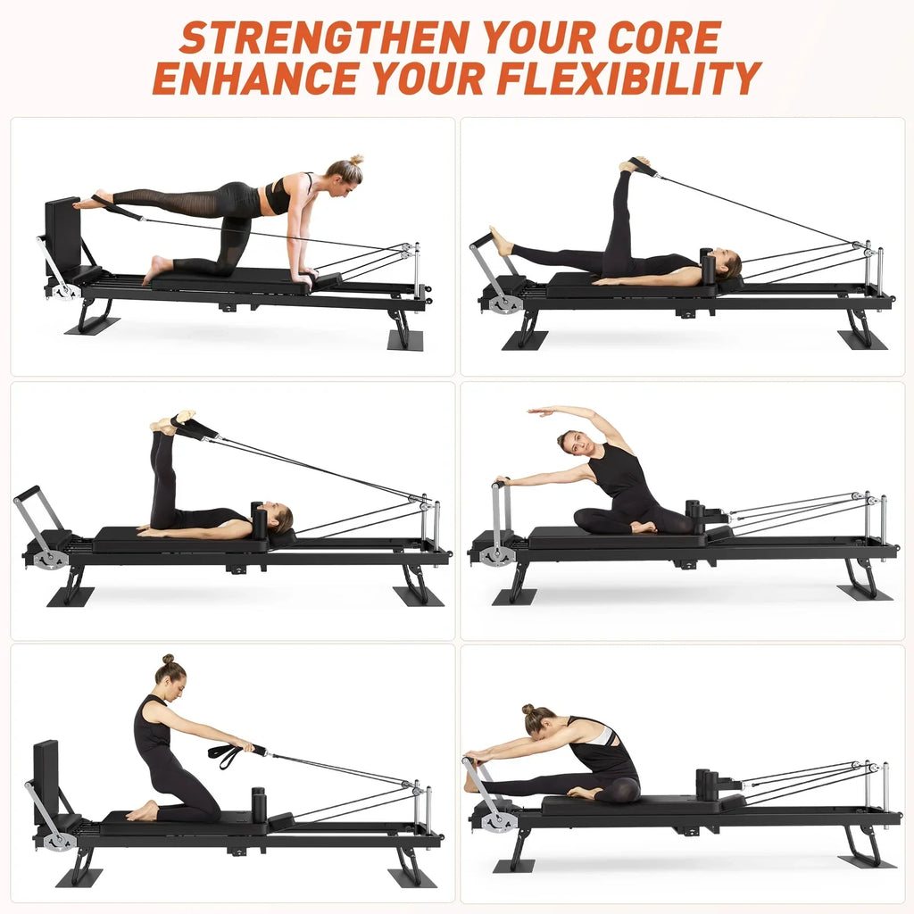 2026 NewGIKPAL 92" Foldable Pilates Reformer Machine for Home Gym,Balanced Body Pilates Exercise Equipment with Jump Board
