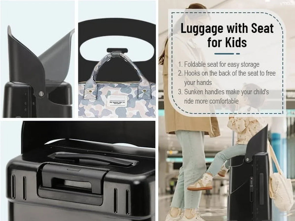 2026 New22 Inch TSA Lock Luggage with for Kids& Adult,Check in Lockable Spinner Wheels Free Luggage Cover and Safety Seatbelt Travel Suitcase