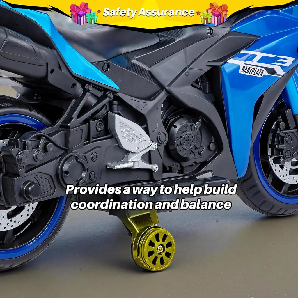 2026 New2 Seats Electric Dirt Bike Motorcycle for Kid 3-8, 12V Kids Motorcycle with Manual Throttle, Lighting Wheels, Music Function, Max Load 99LB (Blue)